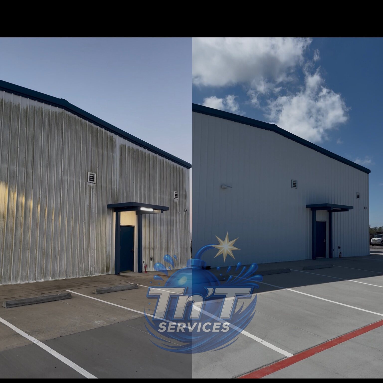 Exterior Facility Cleaning before and after