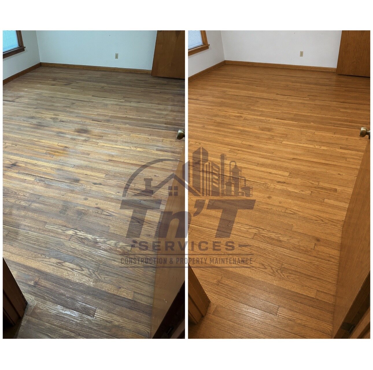 Hardwood Floor Restoration before and after