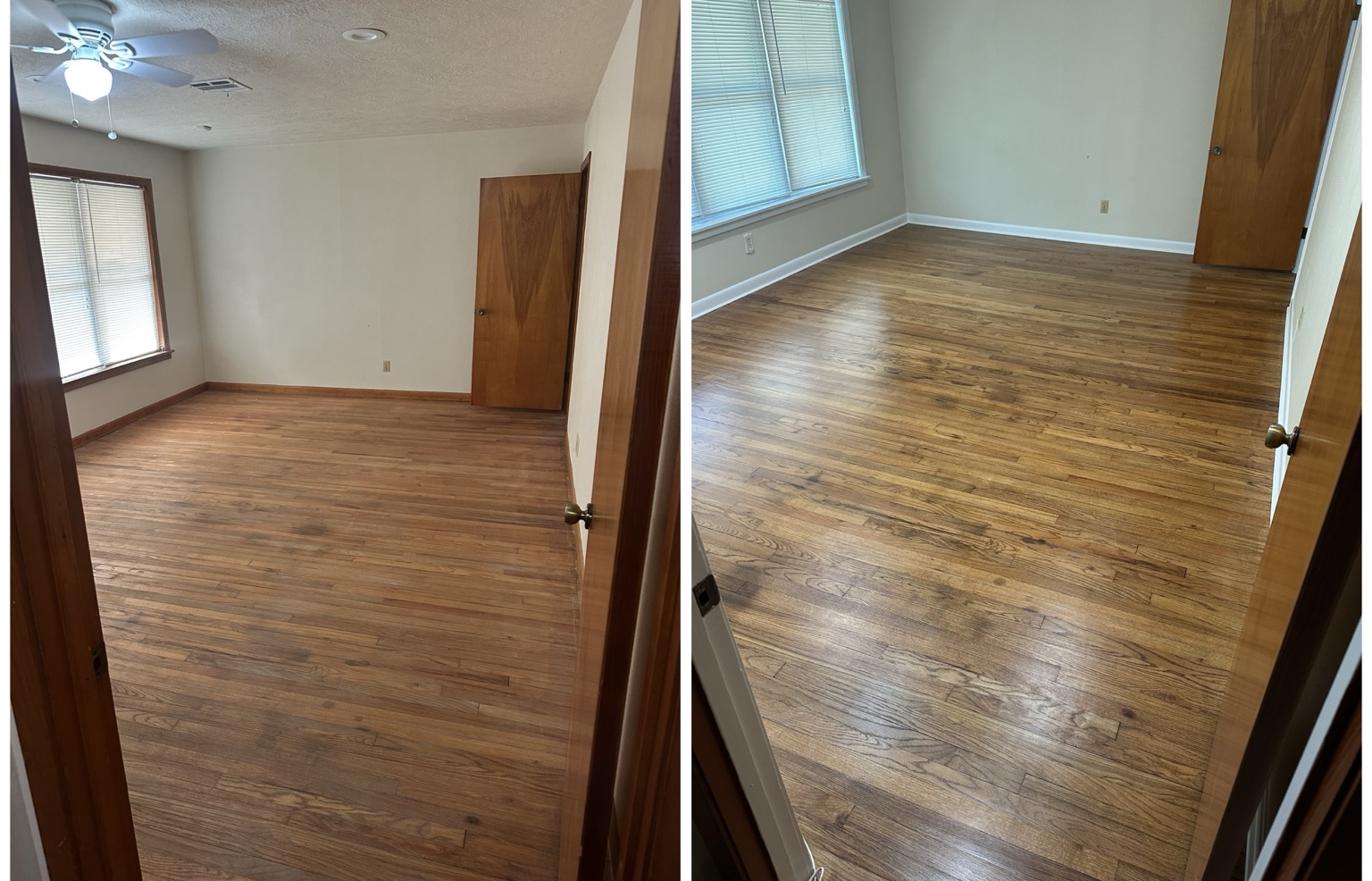 Hardwood Floor Restoration before and after