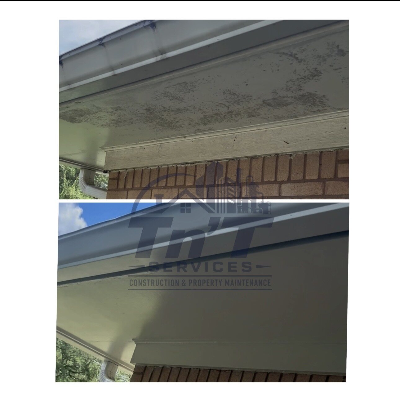 Soffit Repair & Refinishing before and after